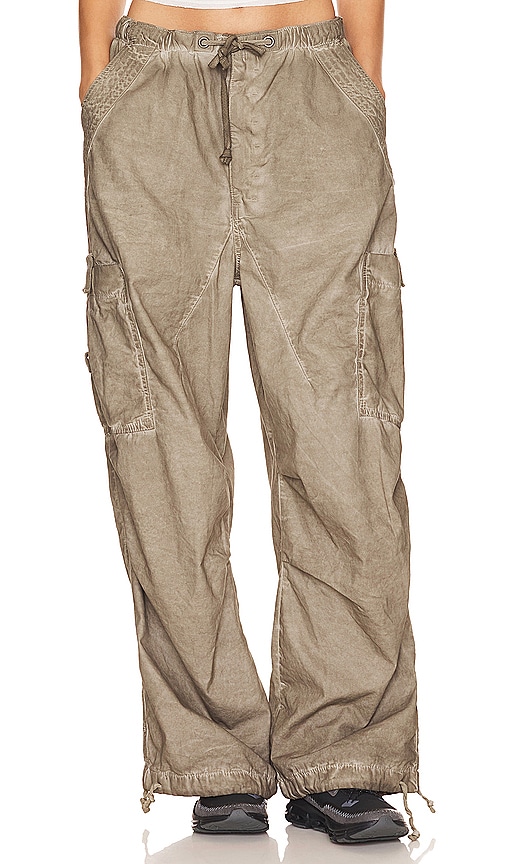 Jaded London Oil Wash Parachute Trousers In 米色