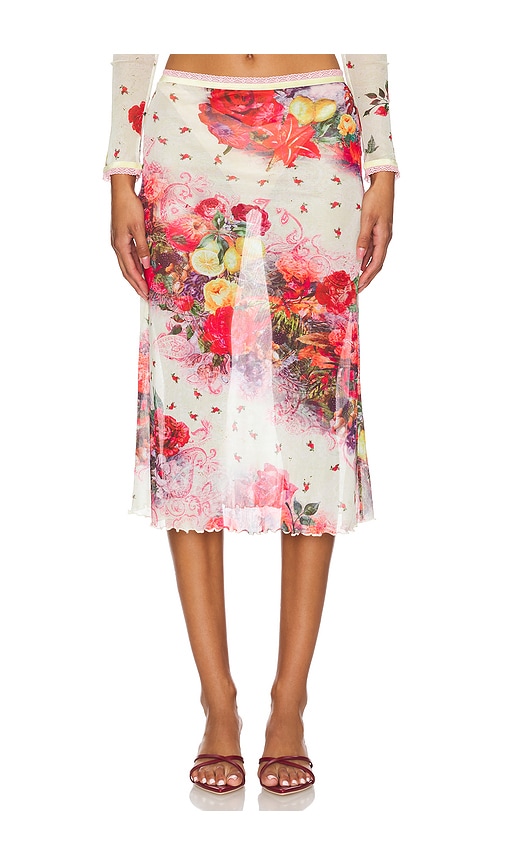 Printed Midi Skirt by Jaded London in Pink