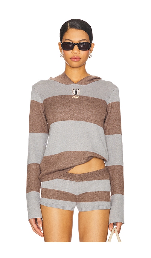 JADED LONDON STRIPE KNITTED RUGBY TOP WITH HOOD 