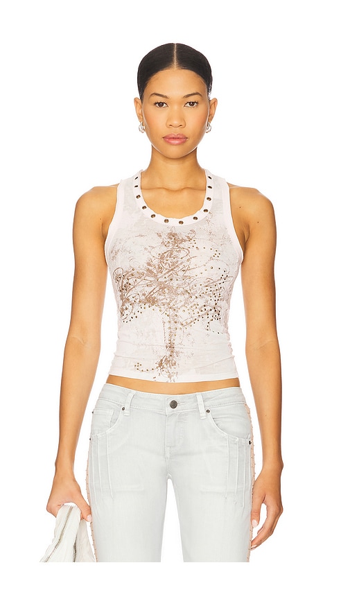 Jaded London Lace Jersey Tank in Pink | REVOLVE