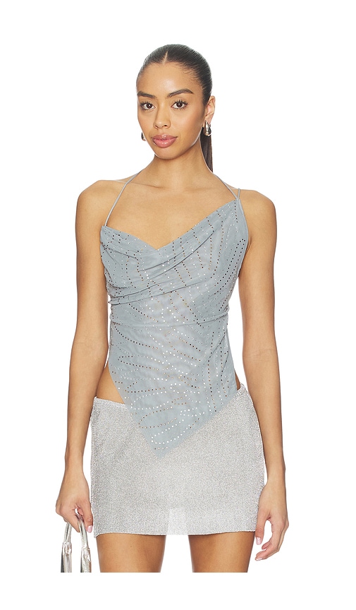 Rhinestone Cowl Backless Top