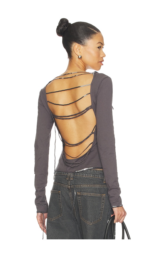 Sequin Trim V Neck Tee