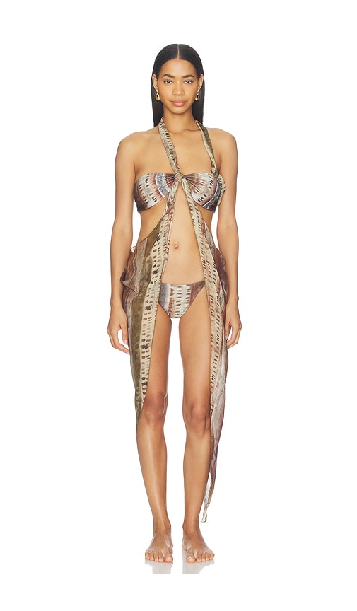 Bikini Top With Scarf Overlay