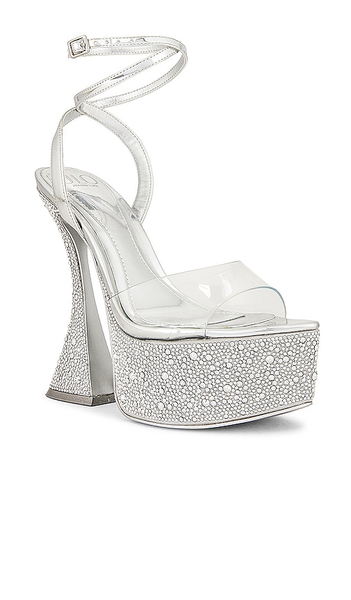 Shop Jlo Jennifer Lopez X Revolve Beverly Platform Heel In Metallic Silver