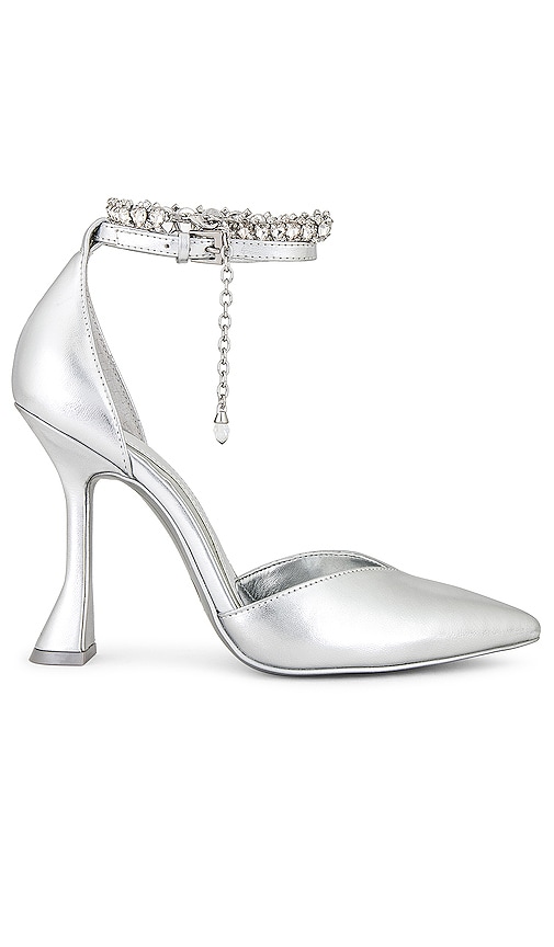 Jlo Jennifer Lopez X Revolve Madison Heels In Metallic Silver