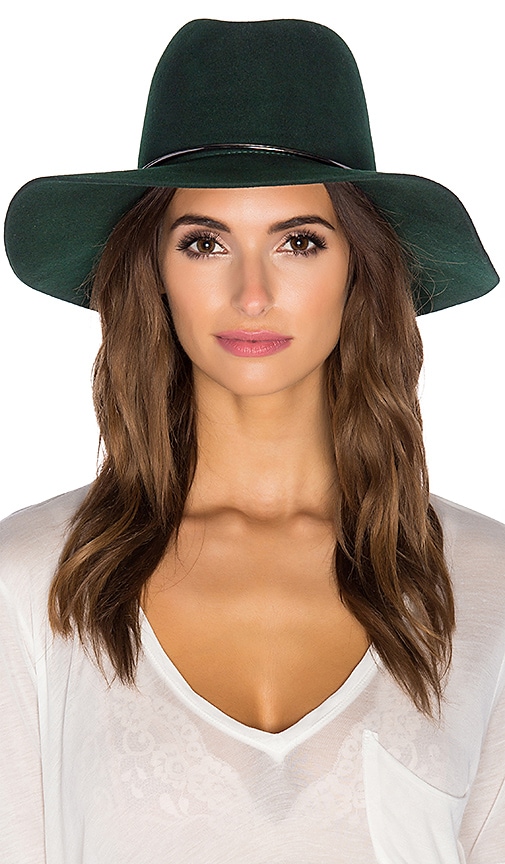 Janessa Leone Emery Hat in Deep Green & Gunmetal | REVOLVE