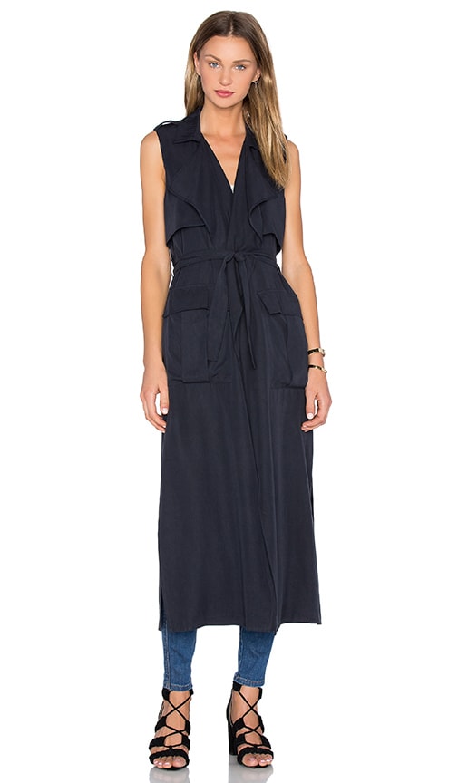 J.O.A. Trench Vest in Navy REVOLVE