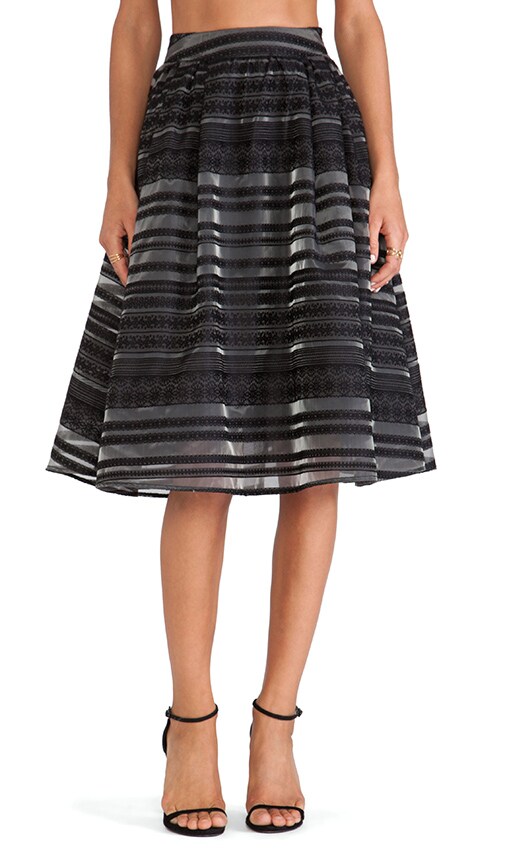 J.O.A. Striped Flocking Skirt in Black | REVOLVE