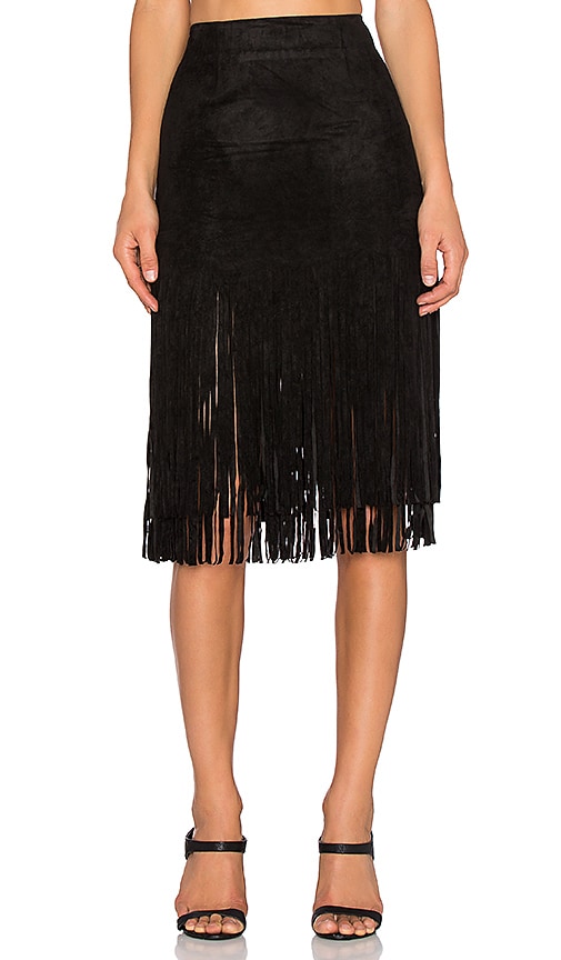 black suede fringe mini skirt