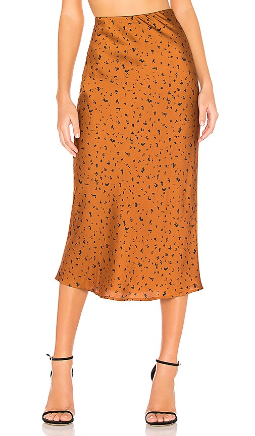 J.O.A. Animal Print Midi Skirt in Bronze Dot REVOLVE