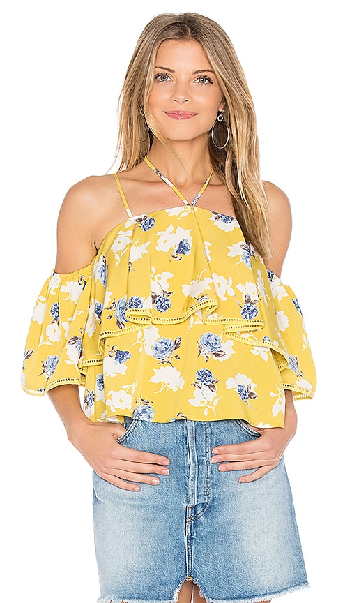 yellow cold shoulder top