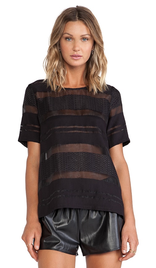 Sheer Striped Short Sleeve Top