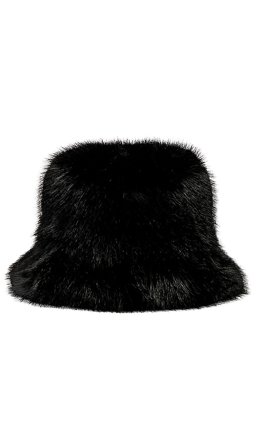 Shop Jocelyn Oversized Faux Fur Bucket Hat In Black