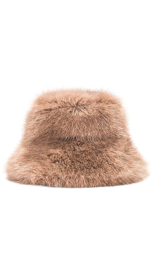 Shop Jocelyn Oversized Faux Fur Bucket Hat In Palomino