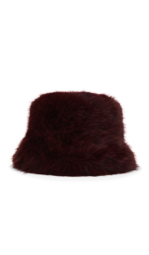 Jocelyn Oversized Faux Fur Bucket Hat In Brown