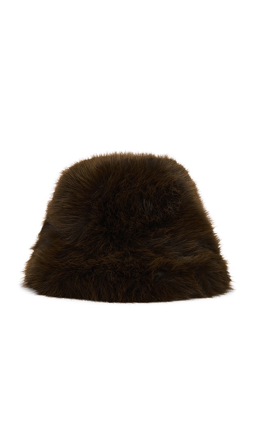 Jocelyn Oversized Faux Fur Bucket Hat In Brown