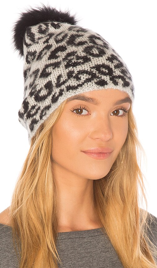 Knit Hat With Fox Pom