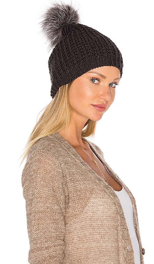 Silver Fox Pom Knit Hat