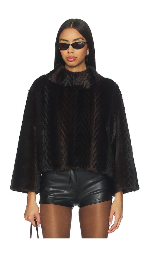 Jocelyn Faux Mink Pullover Sweatshirt In Black