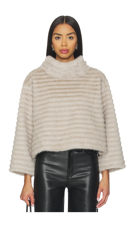 Jocelyn Faux Mink Pullover Sweatshirt In Gray