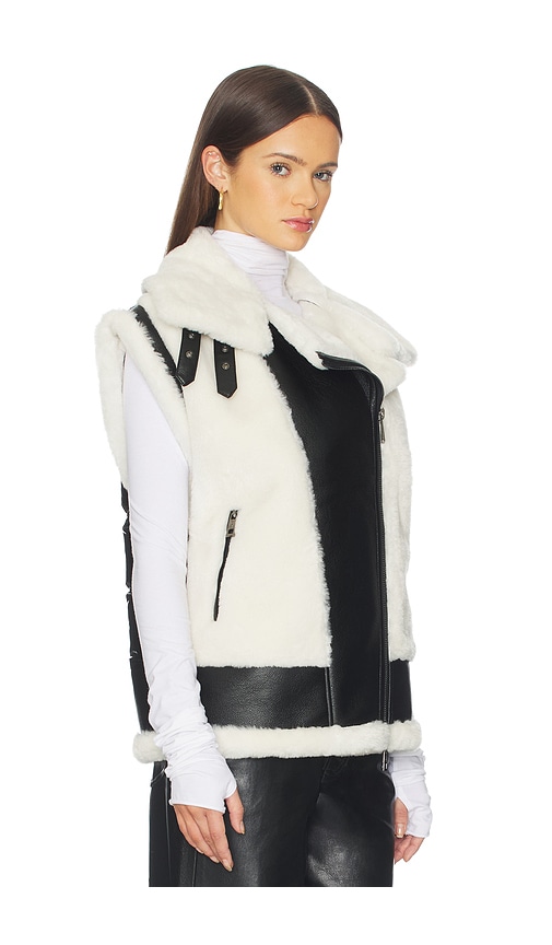 Jocelyn Faux Shearling & Leather Moto Vest In Multi
