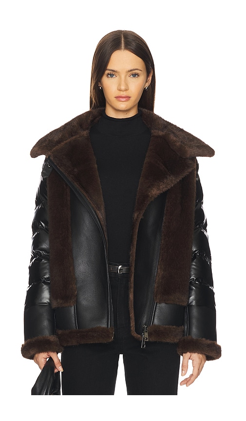 Jocelyn Faux Mink & Leather Moto Jacket In Multi