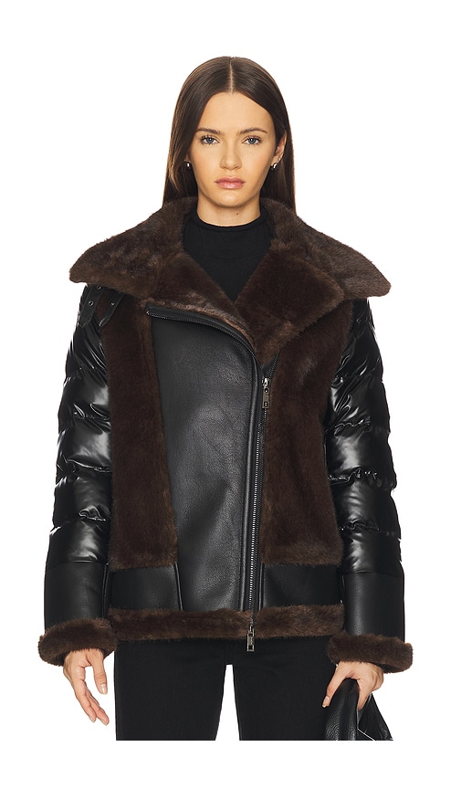 Jocelyn Faux Mink & Leather Moto Jacket In Multi