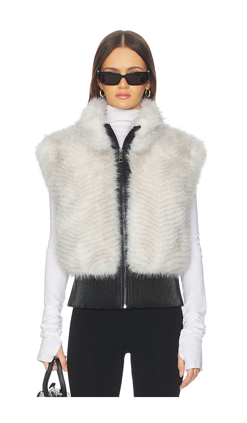 Jocelyn Faux Fox Vest In White