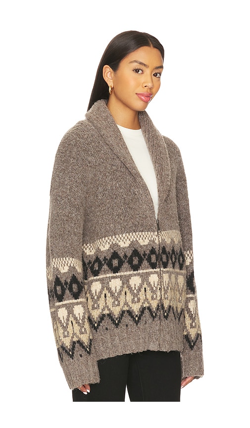 Joe's Jeans The Inga V Neck Fair Isle Cardigan Sweater In Gray