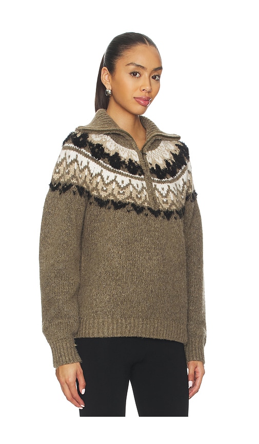 Joe's Jeans The Wells Fair Isle Wool Blend Half Zip Sweater In Green
