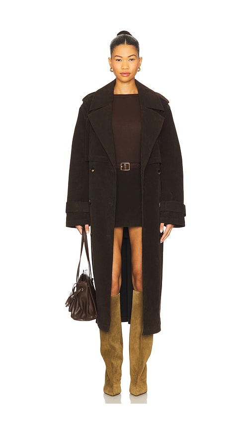 Joe's Jeans Elizabeth Vegan Suede Trench Coat In Brown