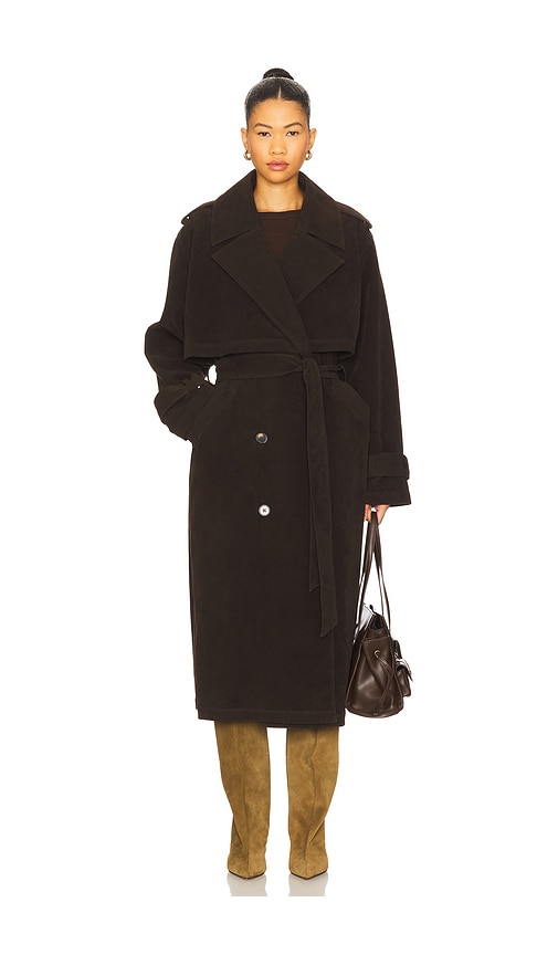 Joe's Jeans Elizabeth Vegan Suede Trench Coat In Brown