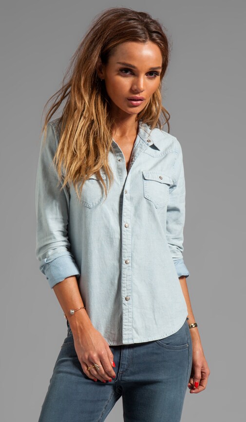 Bleached Out Stripe Western Shirt