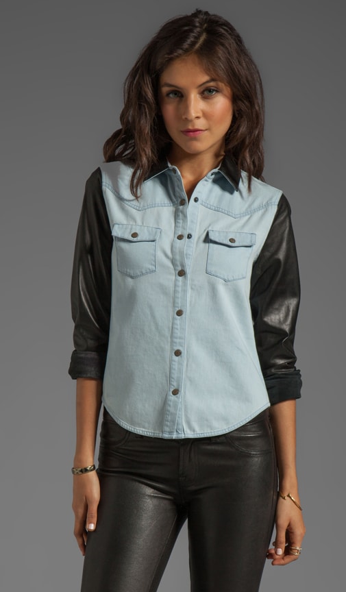 Denim with Leather Western Shirt