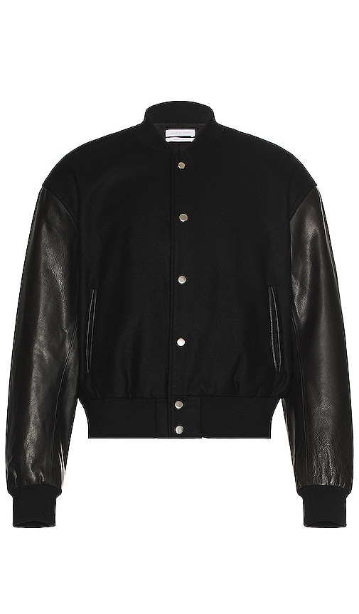 Harrison Black Hybrid Varsity Jacket | The Jacket Maker