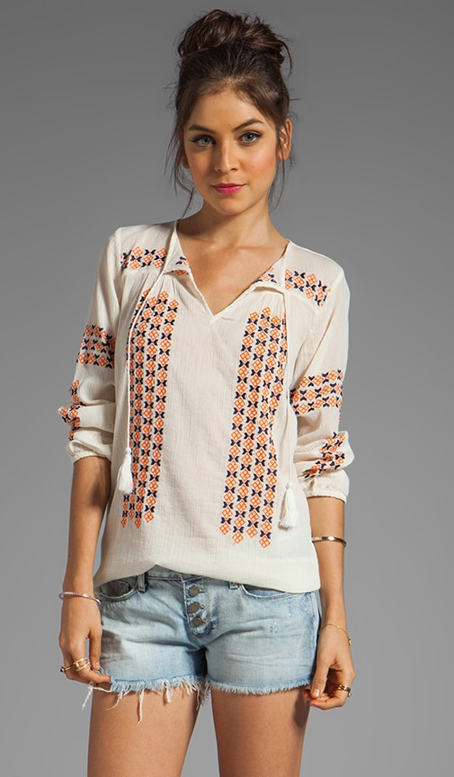 Nira Geo Embroidery Top