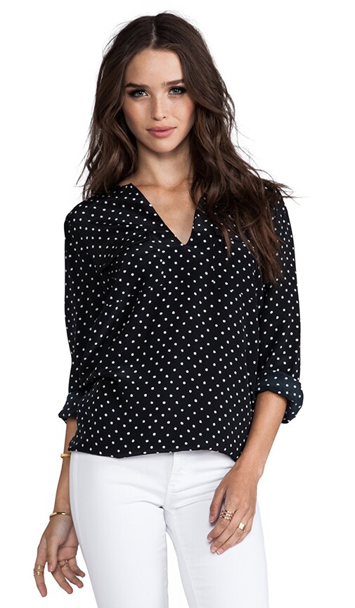 Marlo E Polka Dot Printed Savory Silk Blouse
