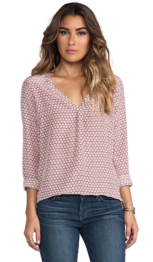 Floral Tile Printed Savory Silk Daryn Blouse