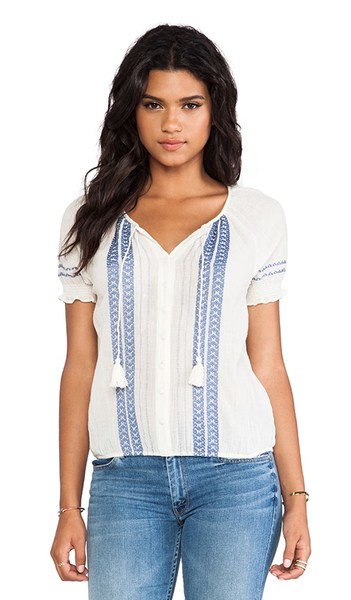 Dolina C Embroidered Crepe Blouse