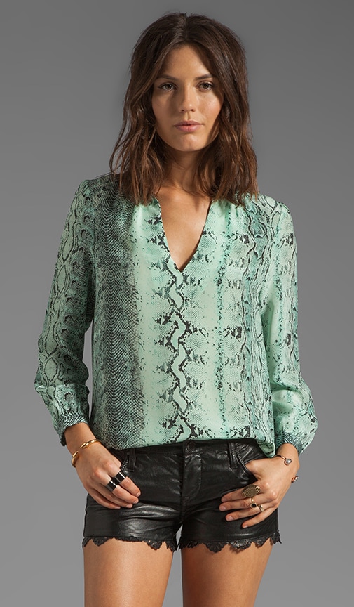 Pearline Irregular Snake Silk Print Blouse