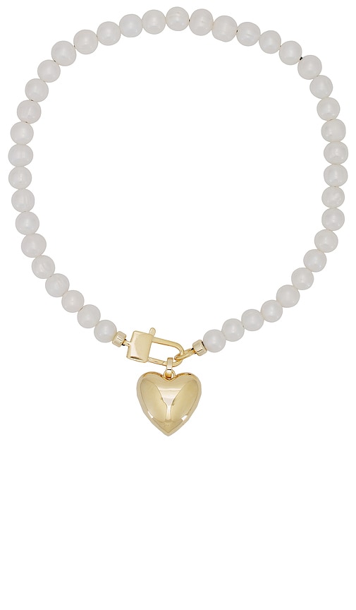 Shop Joolz By Martha Calvo Heart Pearl Necklace In 金色