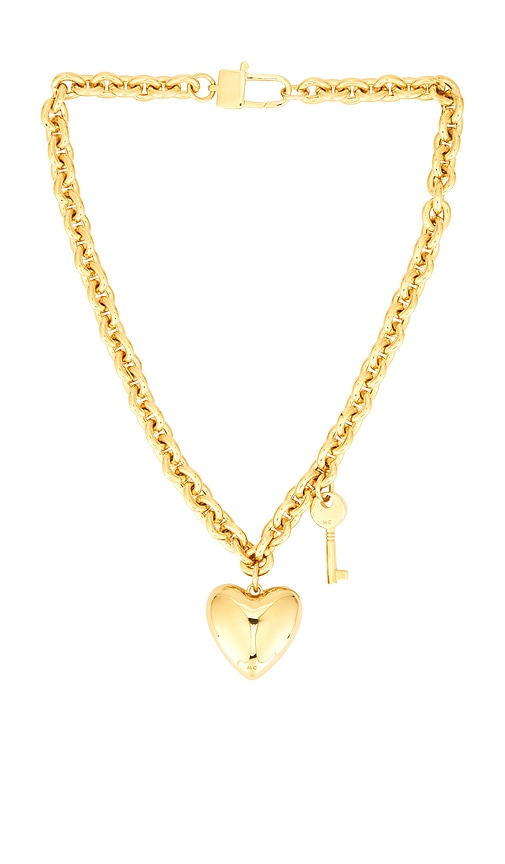 Heart Lock Necklace in Metallic Gold.