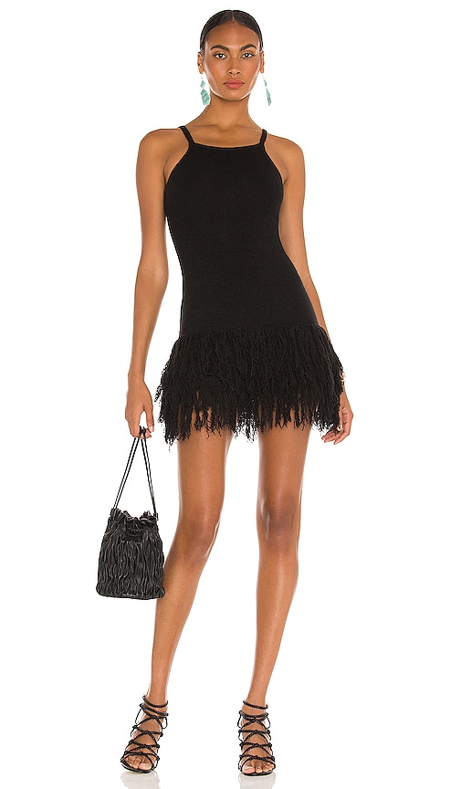 JoosTricot Fringe Mini Dress in Black | REVOLVE