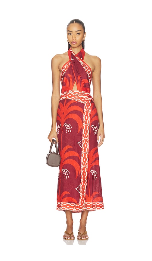 johanna ortiz orange dress Johanna Ortiz Red Sea Draped Maxi Dress