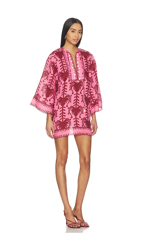 Johanna Ortiz Womens Pink/cheery Wild Savannah Long-sleeves Linen Tunic Dress In Gray