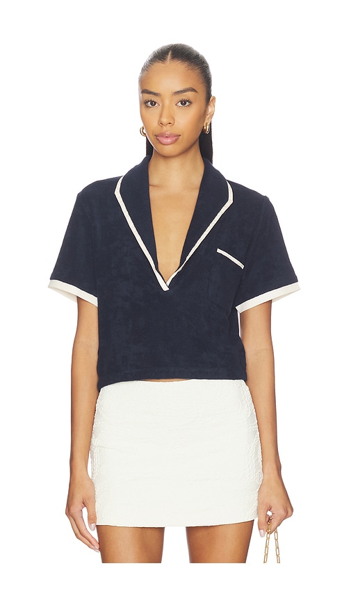 Johanna Ortiz Terry Misty Hem T-Shirt in Navy. Size L. Also in XS.