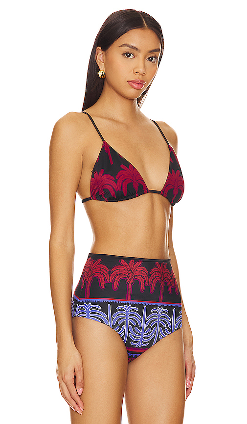 Shop Johanna Ortiz Wairua Triangle Bikini Top In Serengeti Black  Ecru  & Red