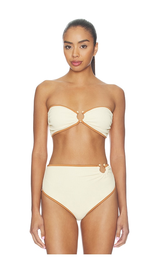 Johanna Ortiz Crinkle Seawaters Bikini Top in Cream. - size L (also in M, S, XS)