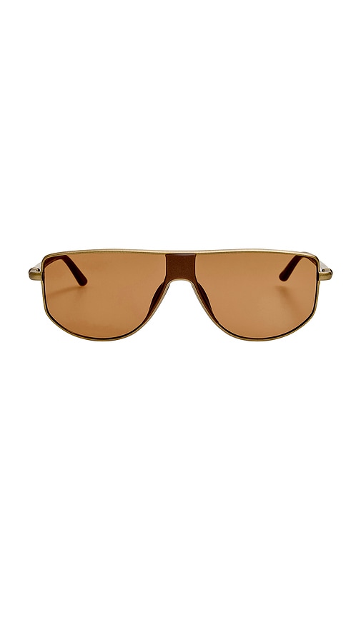 JACQUEMUS Shield Sunglasses in Matte Putty, Matte Light Gold, & Matte Metallic Brown