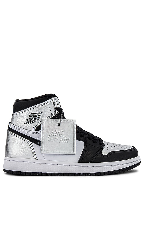 Jordan Air Jordan 1 High Sneaker in Black, Metallic Silver & White